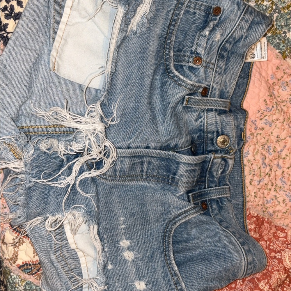 Levi's Blue Distressed Jean Shorts